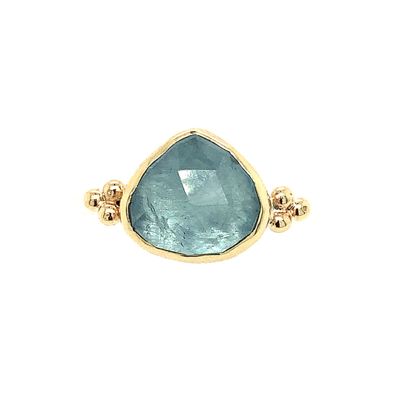 SS + 14K Aquamarine Ring