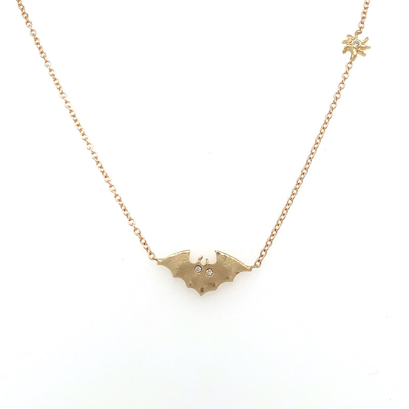 14k Bat + Spider Necklace