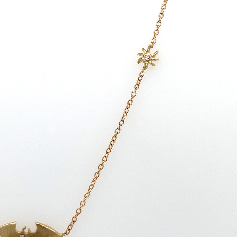 14k Bat + Spider Necklace