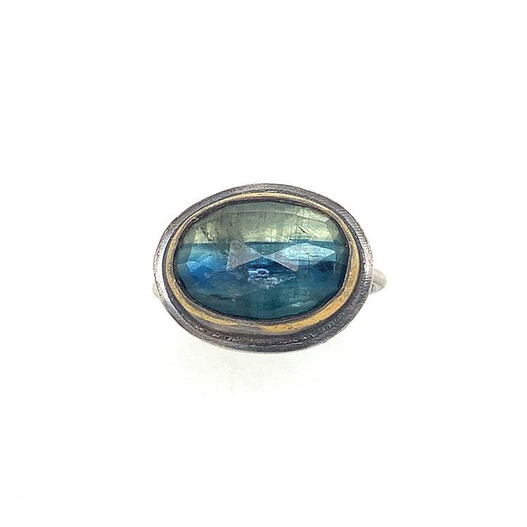 East-West Bi-colored Kyanite Ring (SS/24k)