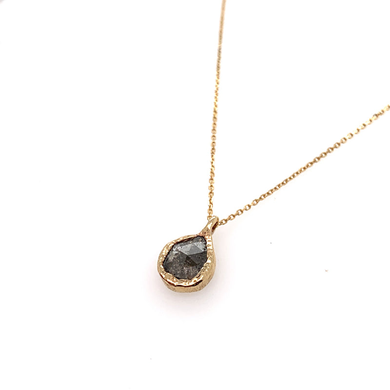 ** 14K Sliced Black Diamond Necklace **