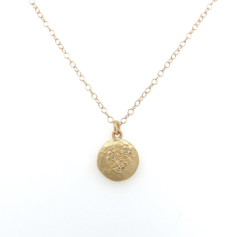 14k Round Pendant Blossom Necklace