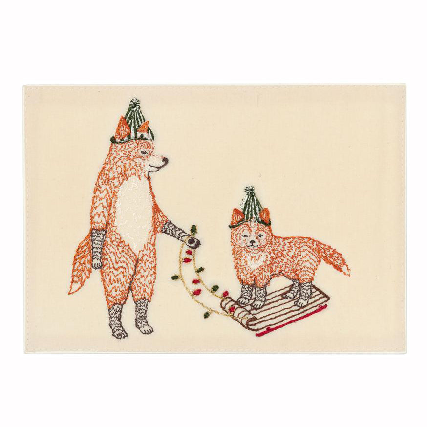 Christmas Fox on Sled Card