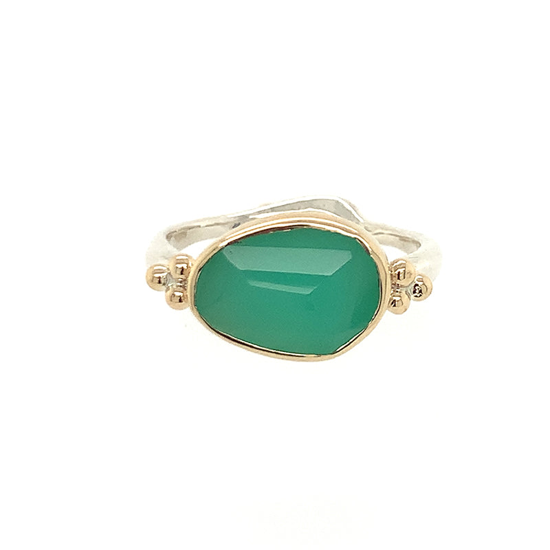 14k + SS Chrysoprase Ring