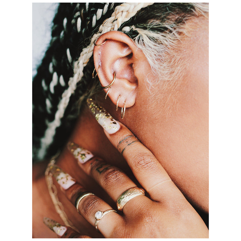 14k 10mm Hammered Click Hoops