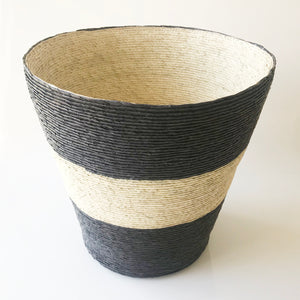 Conical Basket 11" Diameter - Black w/ Natural Stripe + Inside - KESTREL