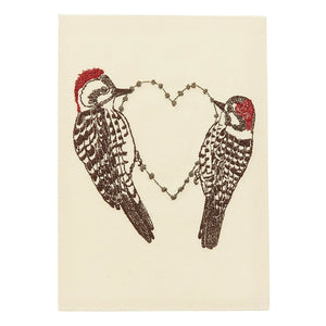 Woodpecker Love Embroidered Card