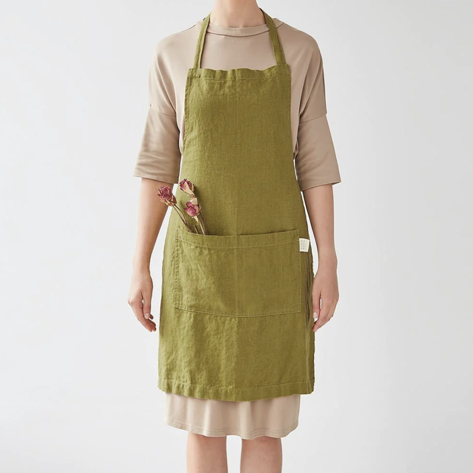 Linen Tales Daily Apron - Moss Green