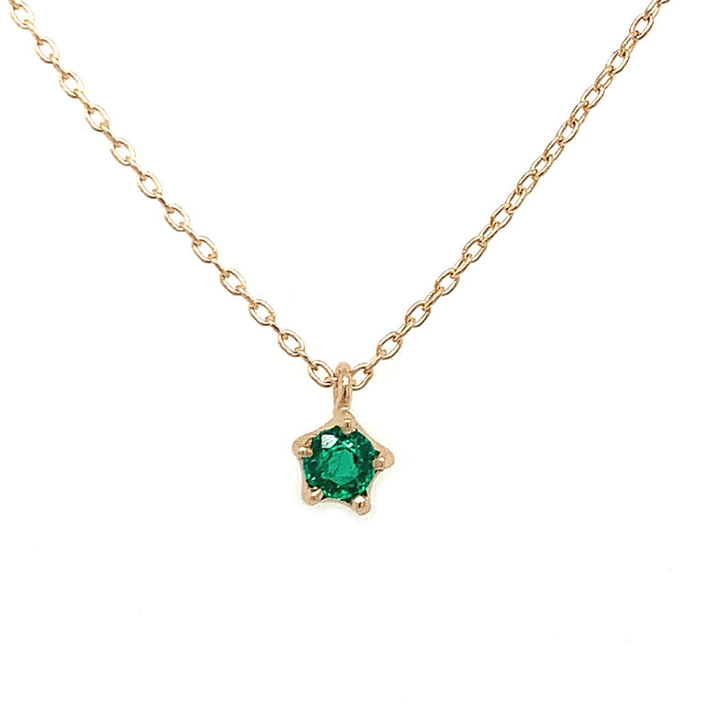 14k Rose Cut Emerald Drop Necklace