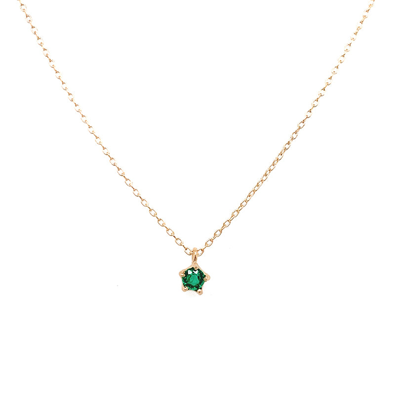 14k Rose Cut Emerald Drop Necklace