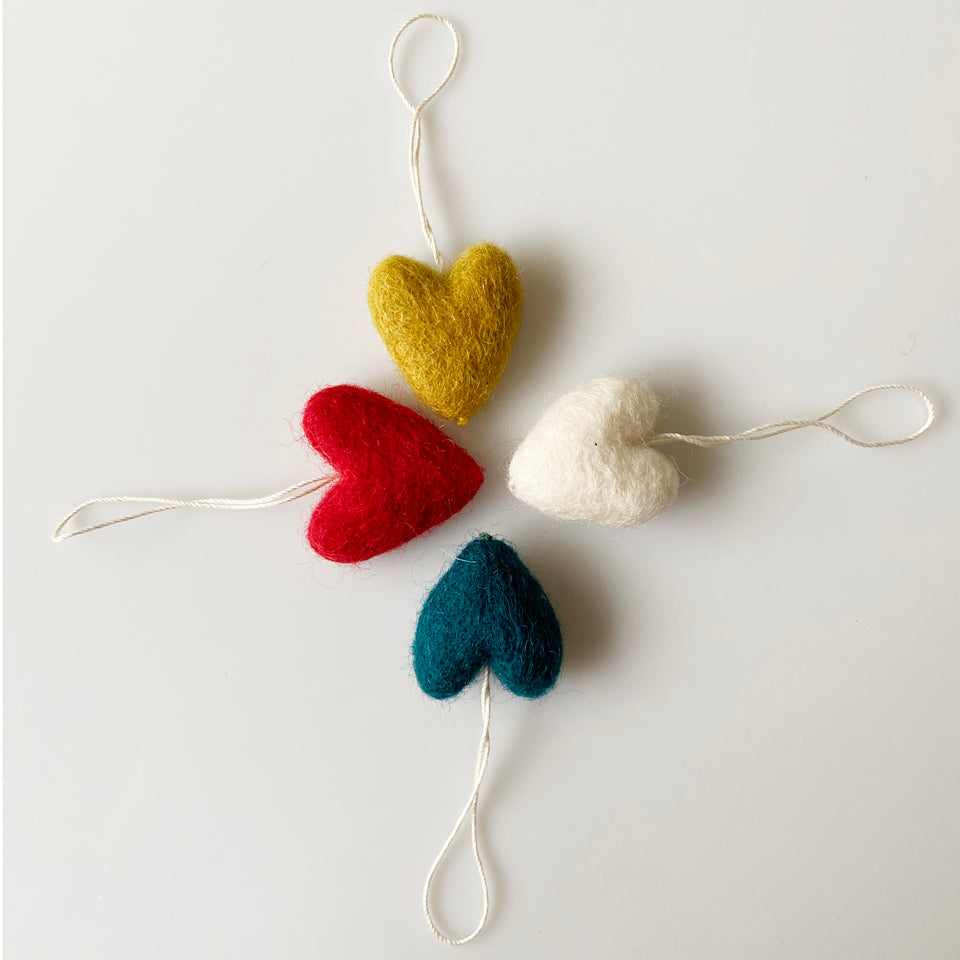 Felted Heart Ornaments