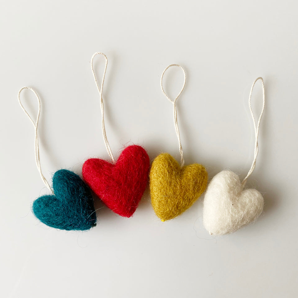 Felted Heart Ornaments