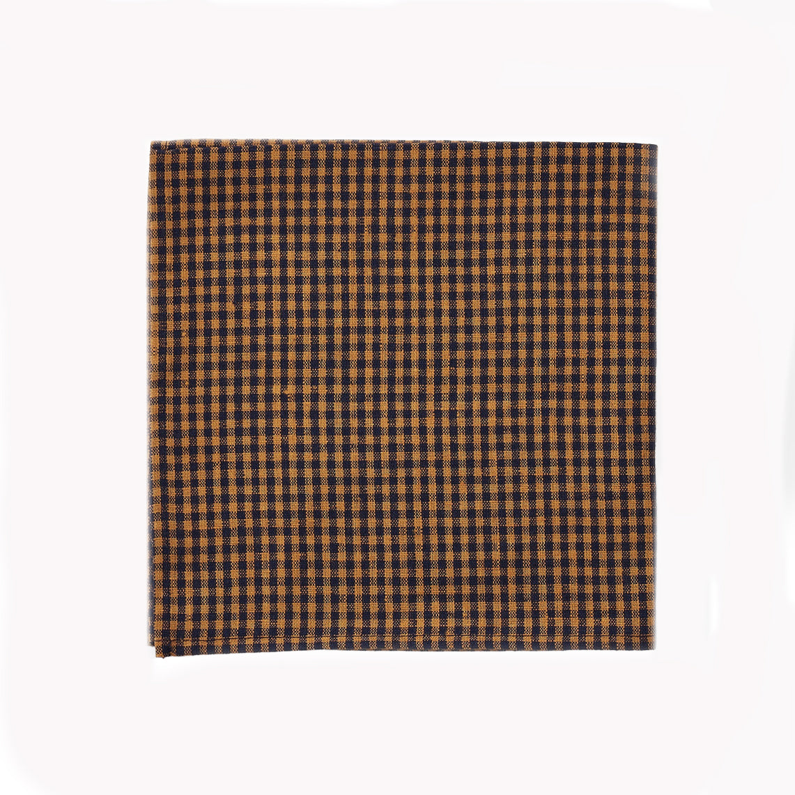 Set of 4 Linen Napkins - Blue/Orange Check