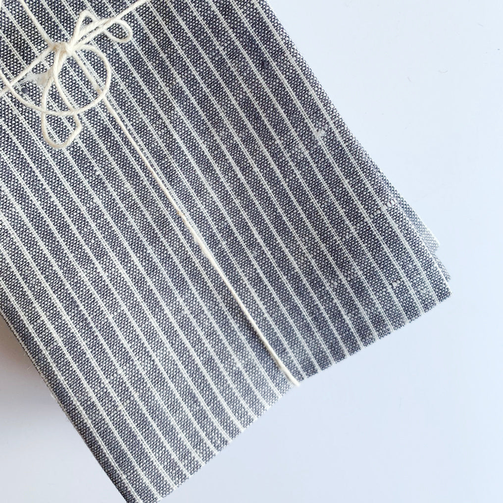 Set of 4 Linen Napkins - Grey White Stripe