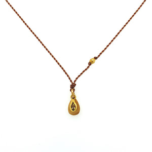 18k Gold Petal + Diamond Charm Necklace