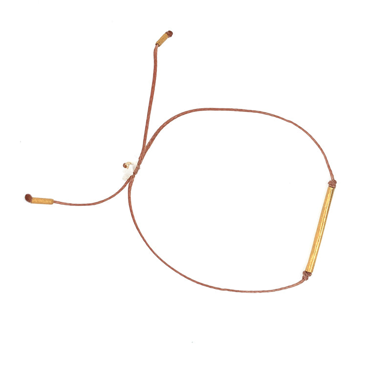 Golden Bar Bracelet on Brown