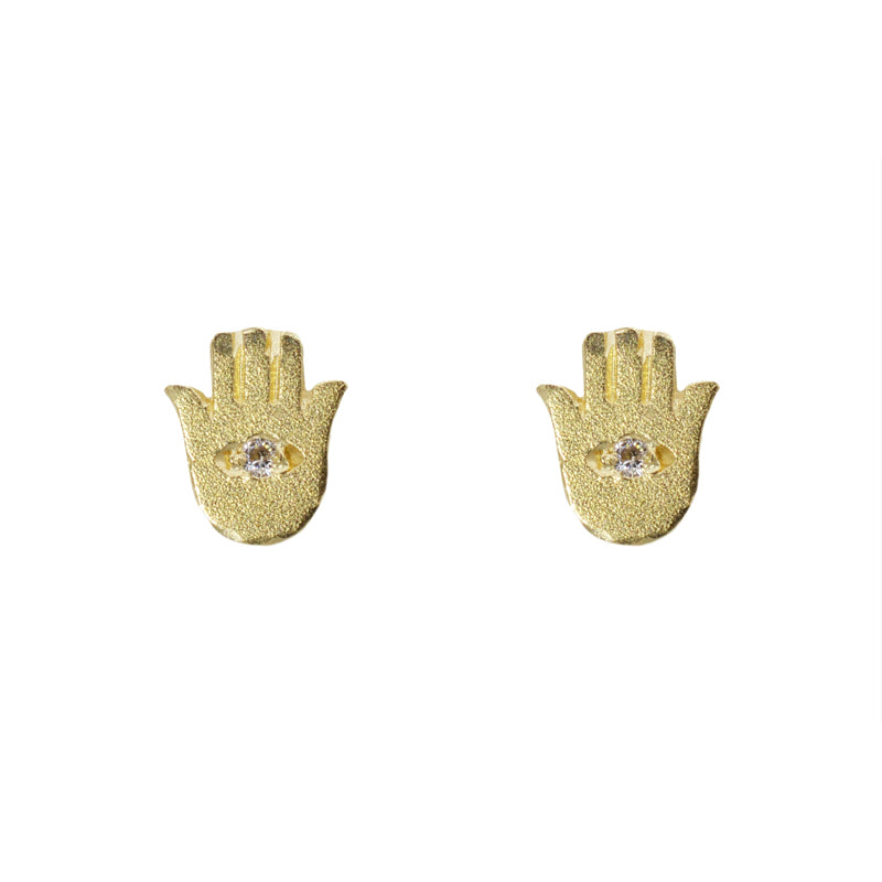 14k Hamsa Hand Studs w/Diamonds