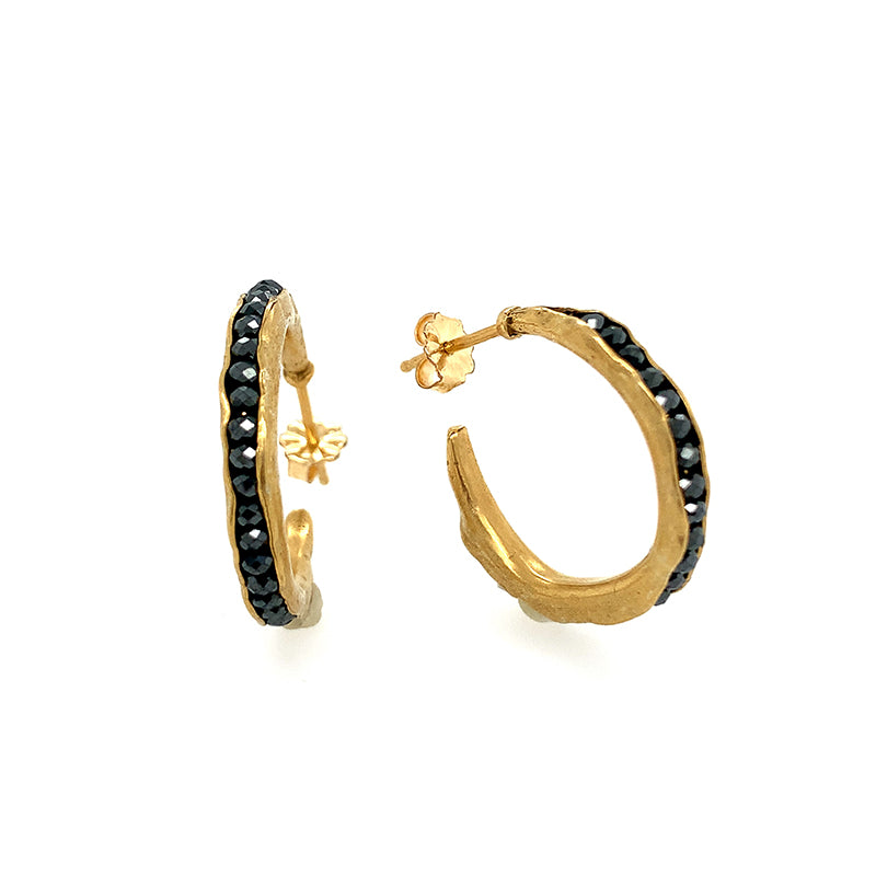 Vermeil Hematite Channel Hoops