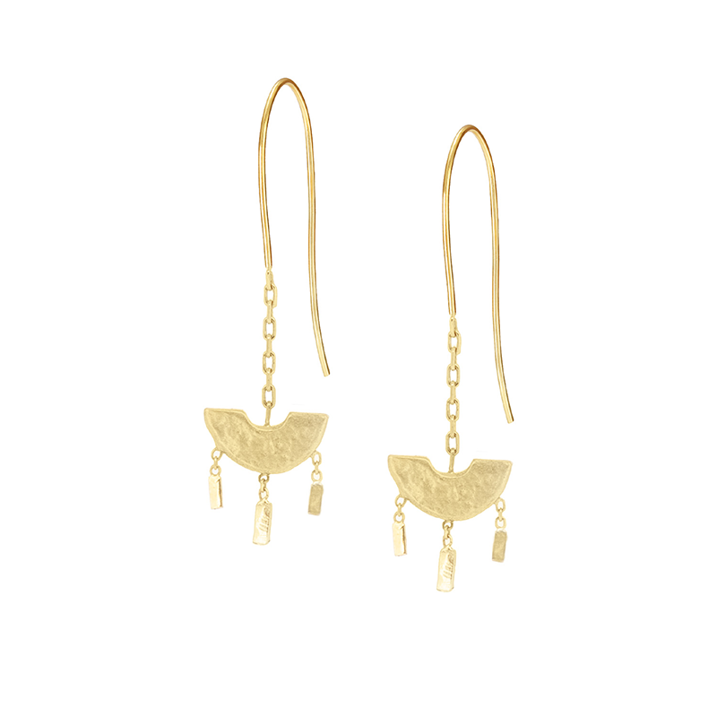 SALE - 18k Enchanting Half Moon Hook Earrings