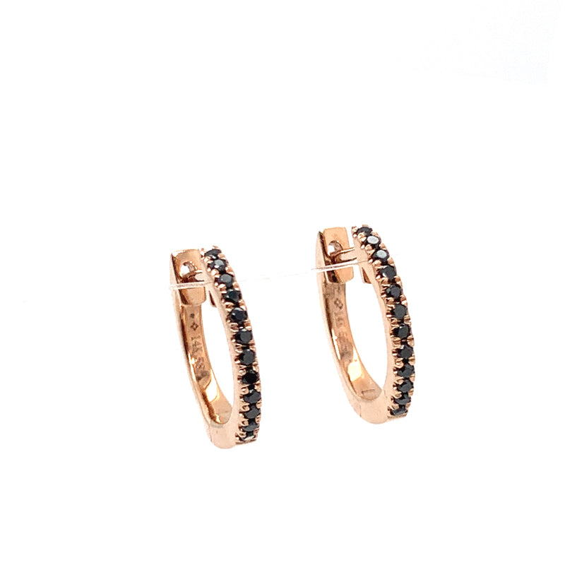 14k Simple Huggies - RG w/ Black Diamonds