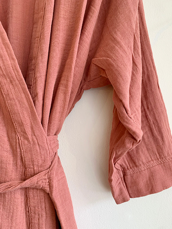 Cotton Kimono Robe - Rosewood