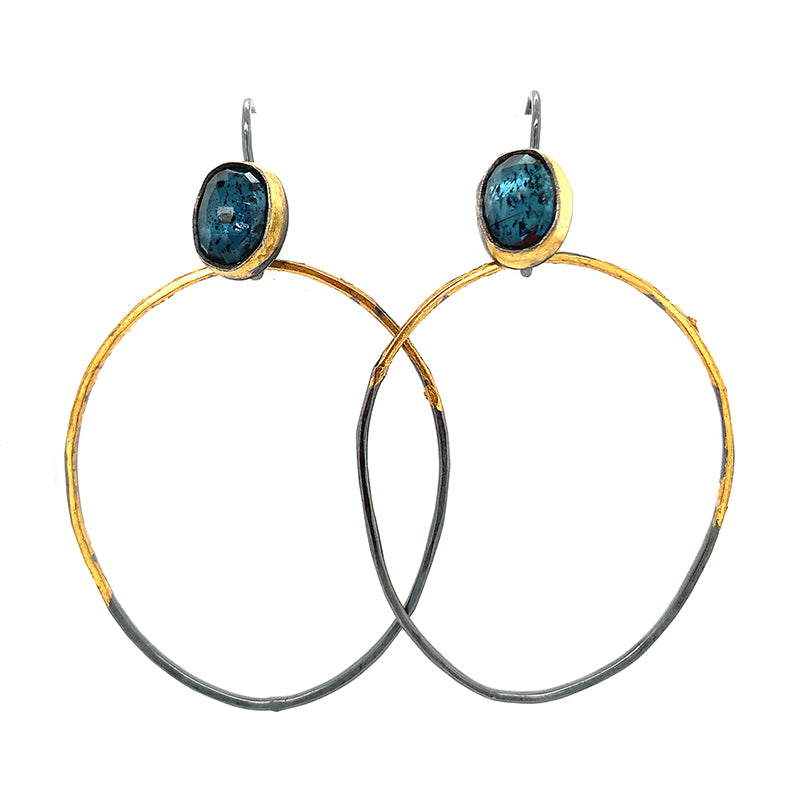 Gemstone ox/24k Hook Hoops - Kyanite
