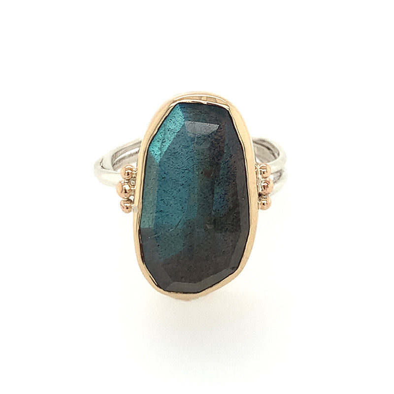 14k + SS Labradorite Ring