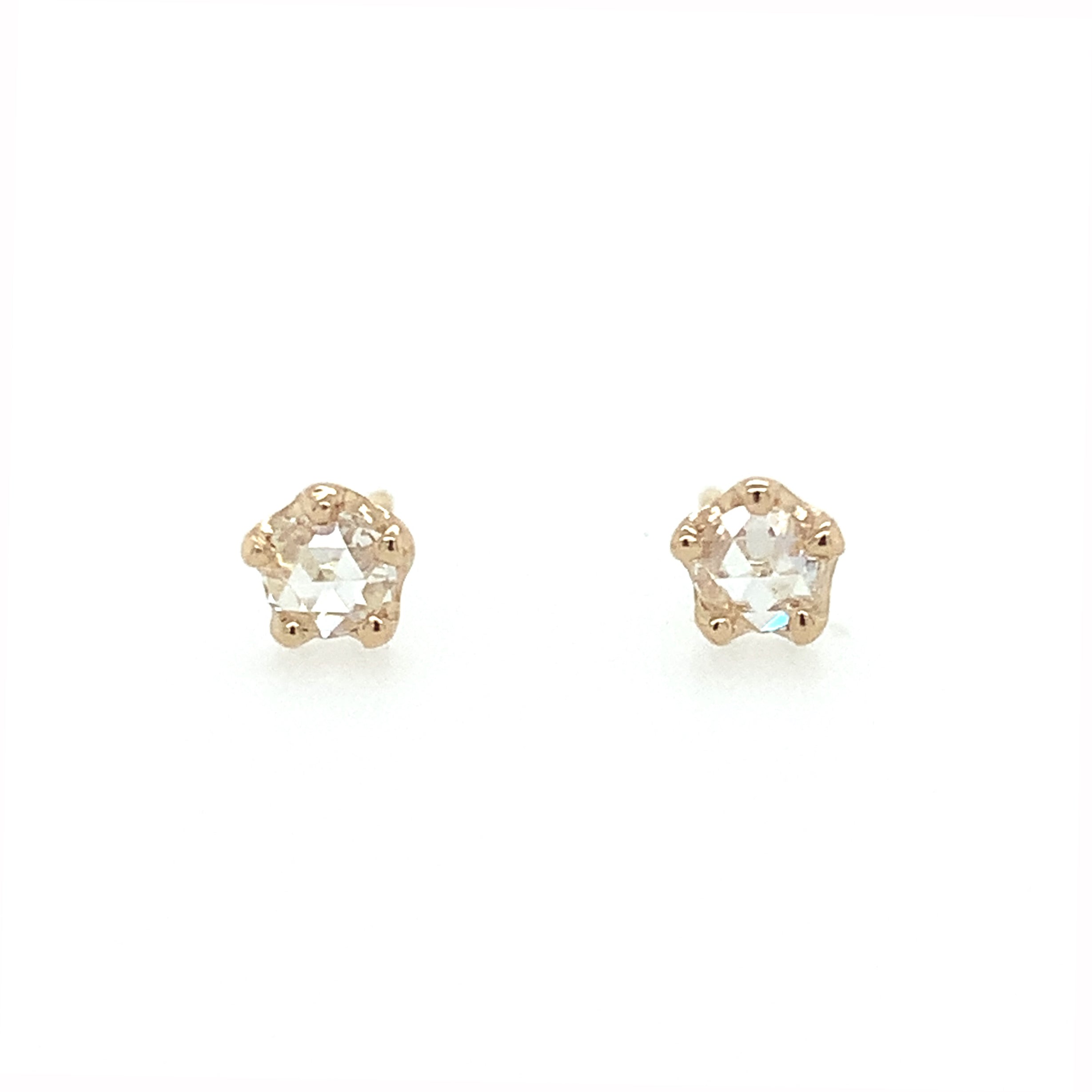 14K Large Rose Cut Diamond Studs