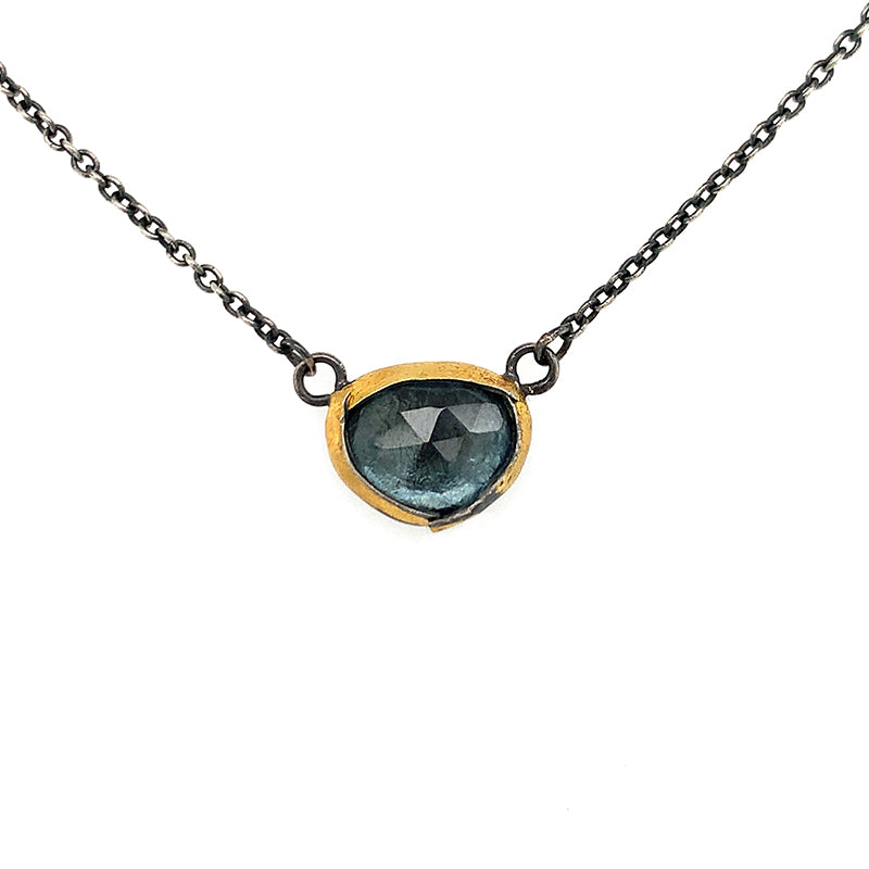 London Blue Topaz Fold Necklace (ox/24k)