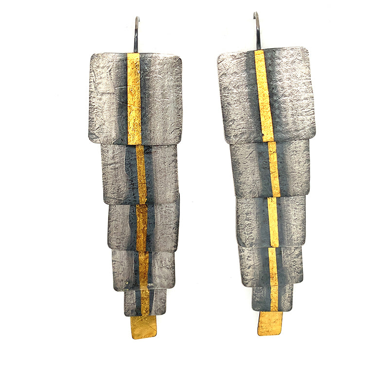 Stripe Tapered Square Scale Earrings
