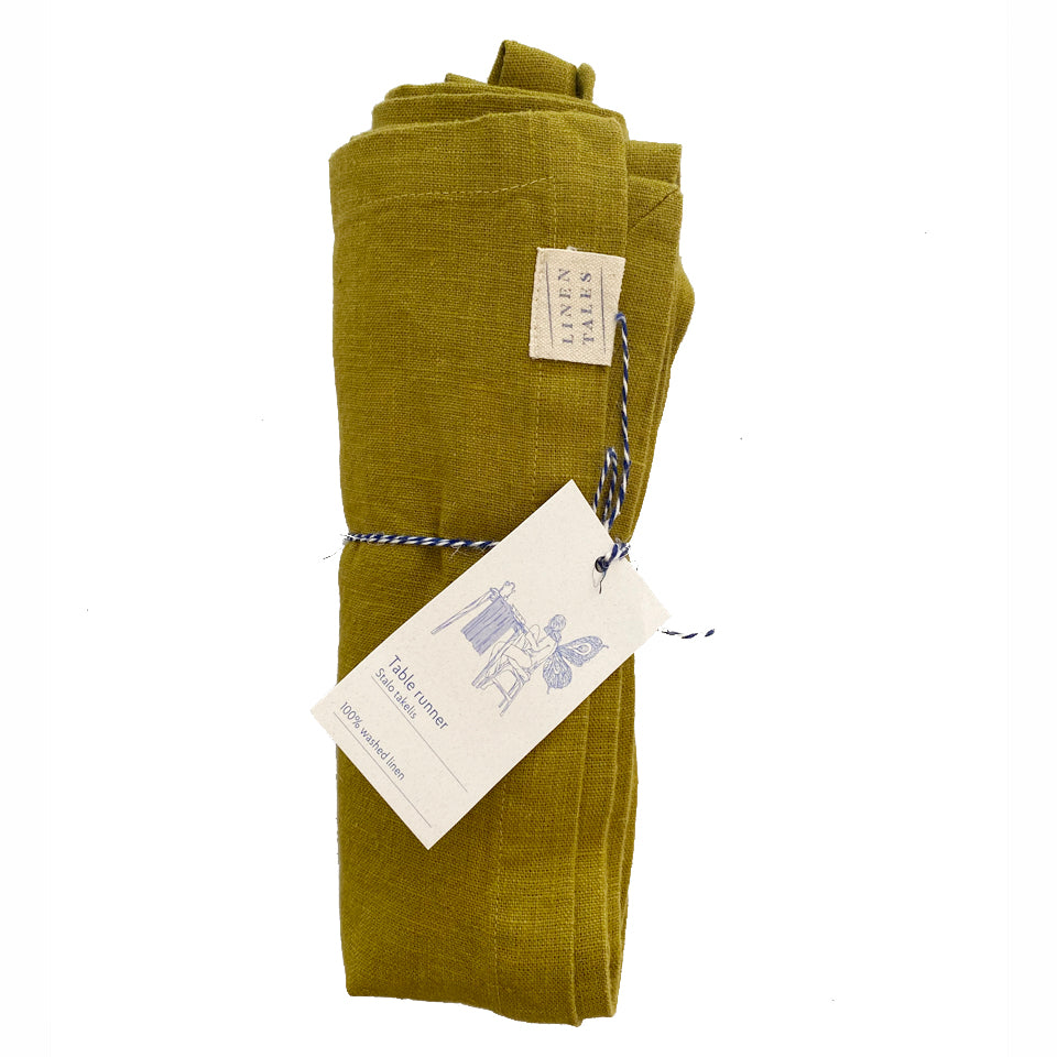 Linen Table Runner - Moss Green
