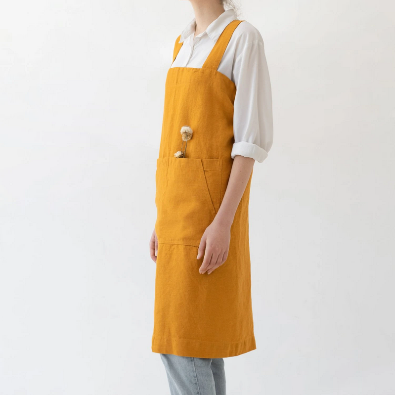 Linen Tales Pinafore Apron - Mustard