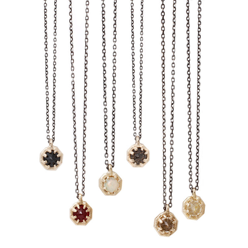 Tiny Octagon Necklace 14k/SS