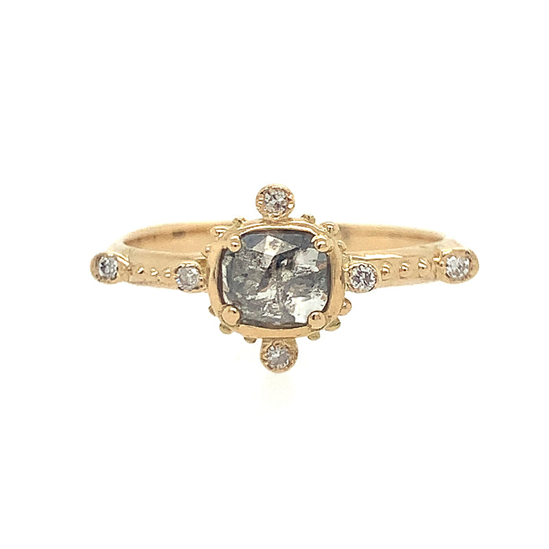 18k Salt + Pepper Nebula Diamond Ring