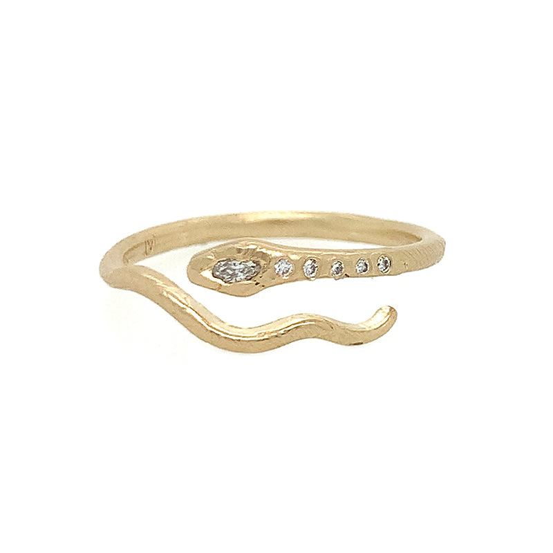 14k Diamond Studded Snake Ring