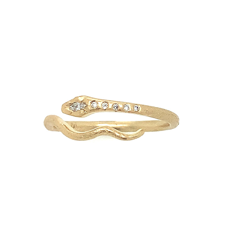 14k Diamond Studded Snake Ring
