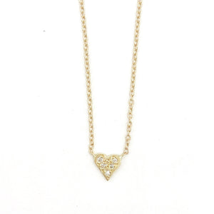 14k Tiny Pave Heart Necklace