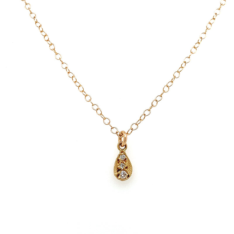 14k Pave Teardrop Necklace