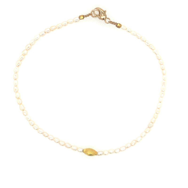 Pearl + 18K Bead Bracelet