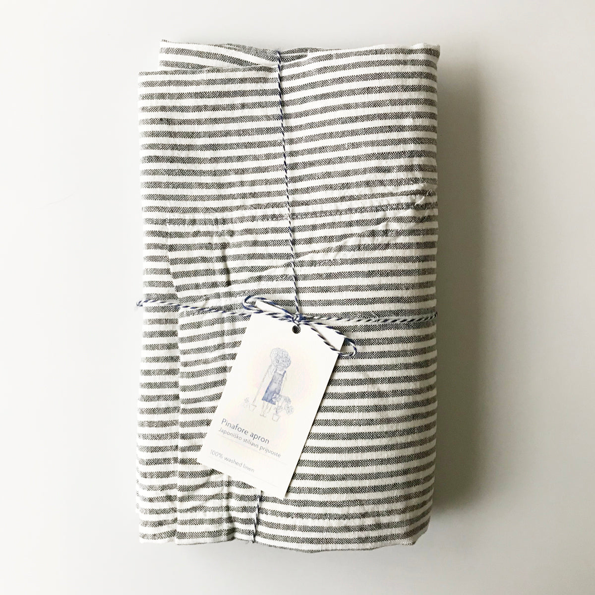 Linen Tales Pinafore Apron - Thin Black Stripe