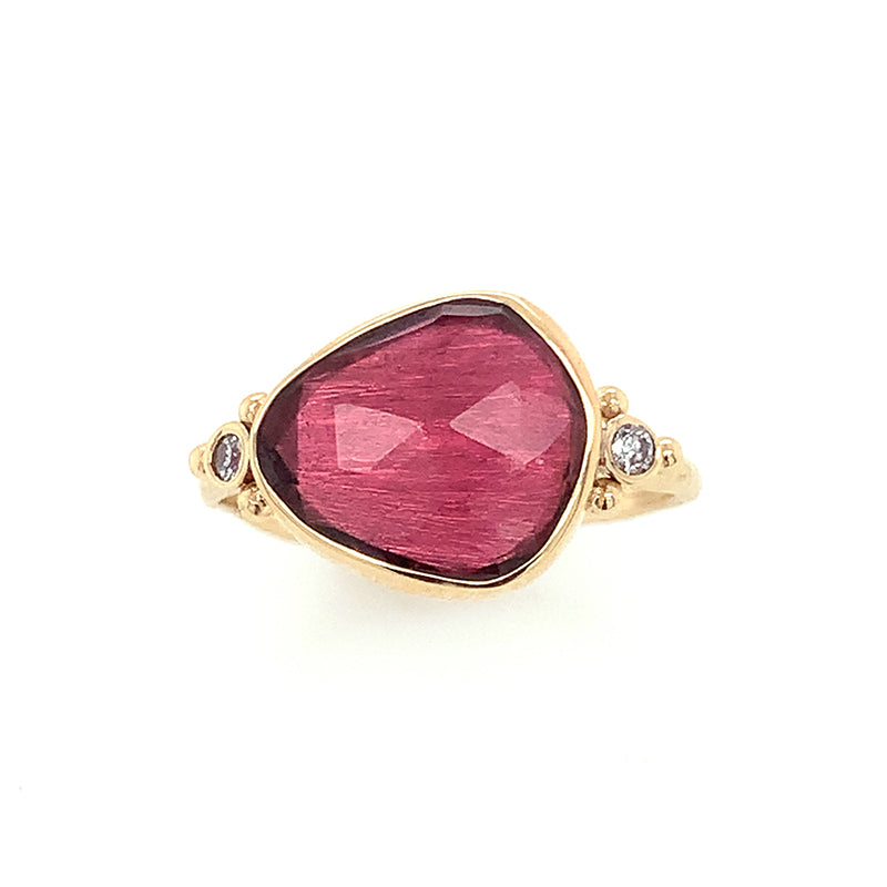 14K Pink Tourmaline Ring w/ Diamonds