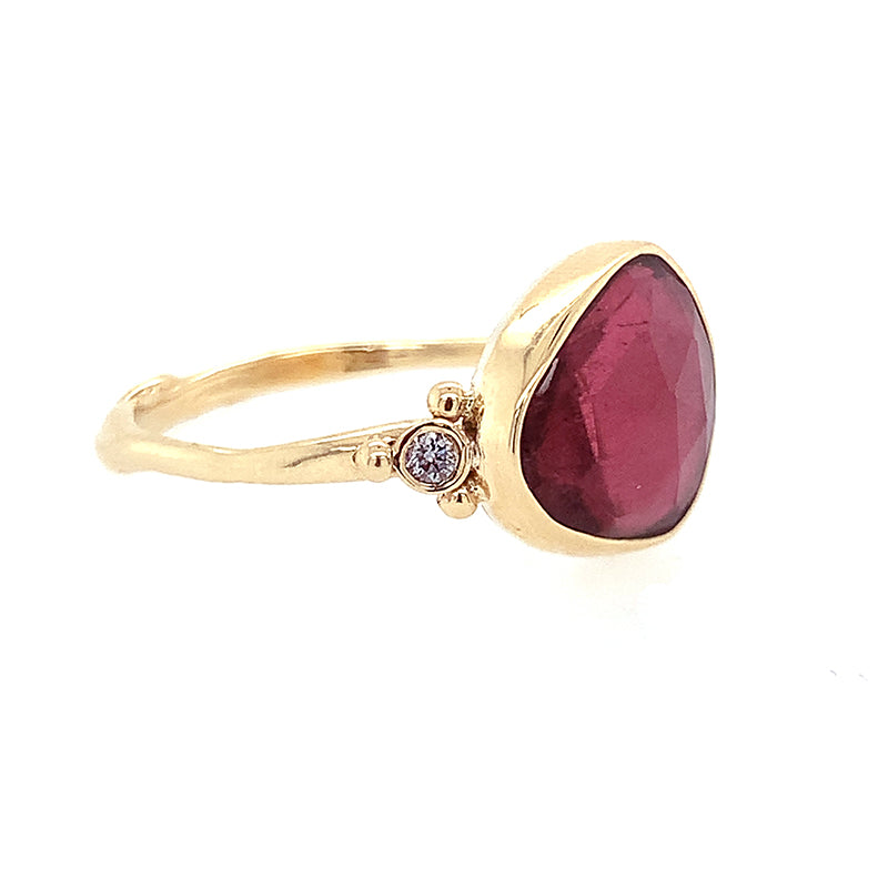 14K Pink Tourmaline Ring w/ Diamonds