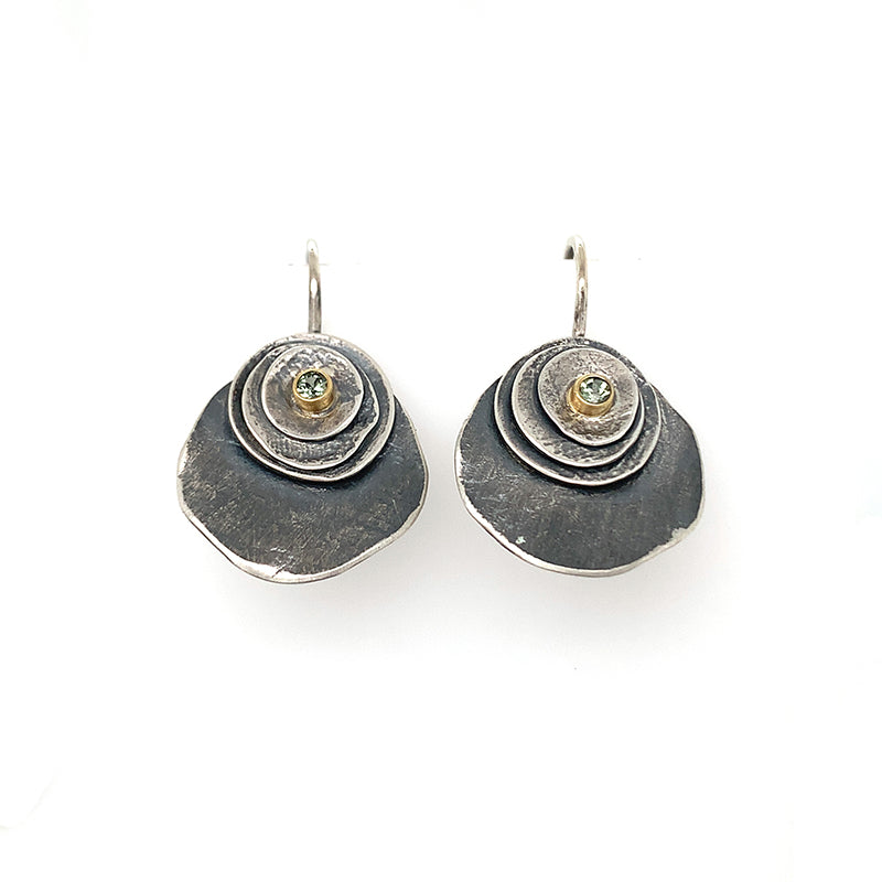 Ox. Puddle Earrings w/ Green Sapphires