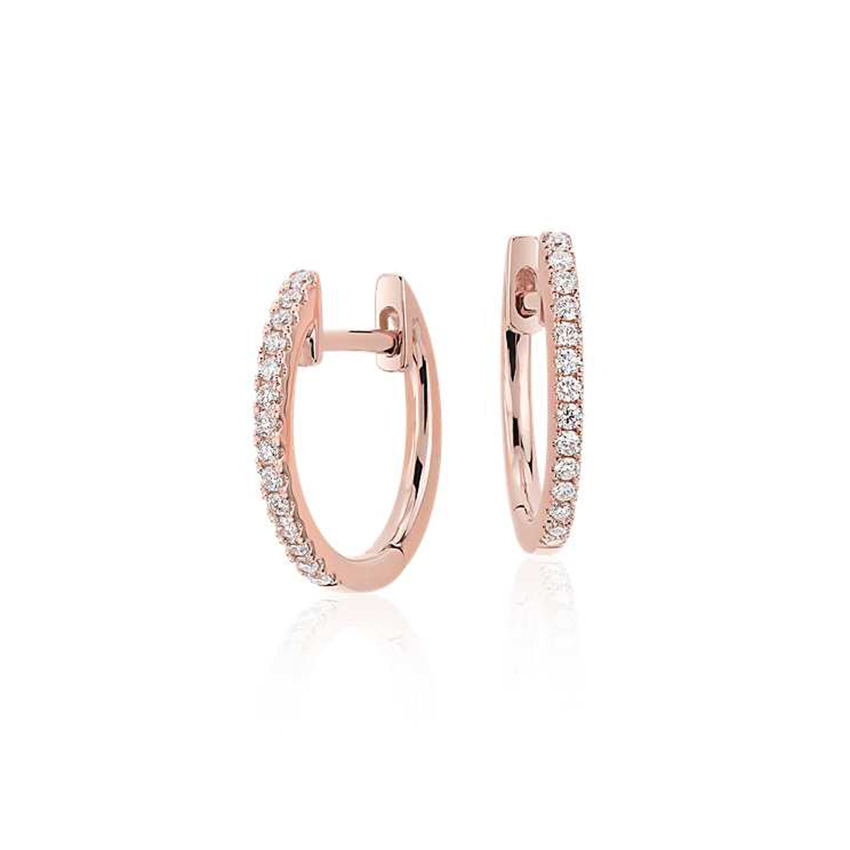 Rose Gold White Diamond Huggies - KESTREL