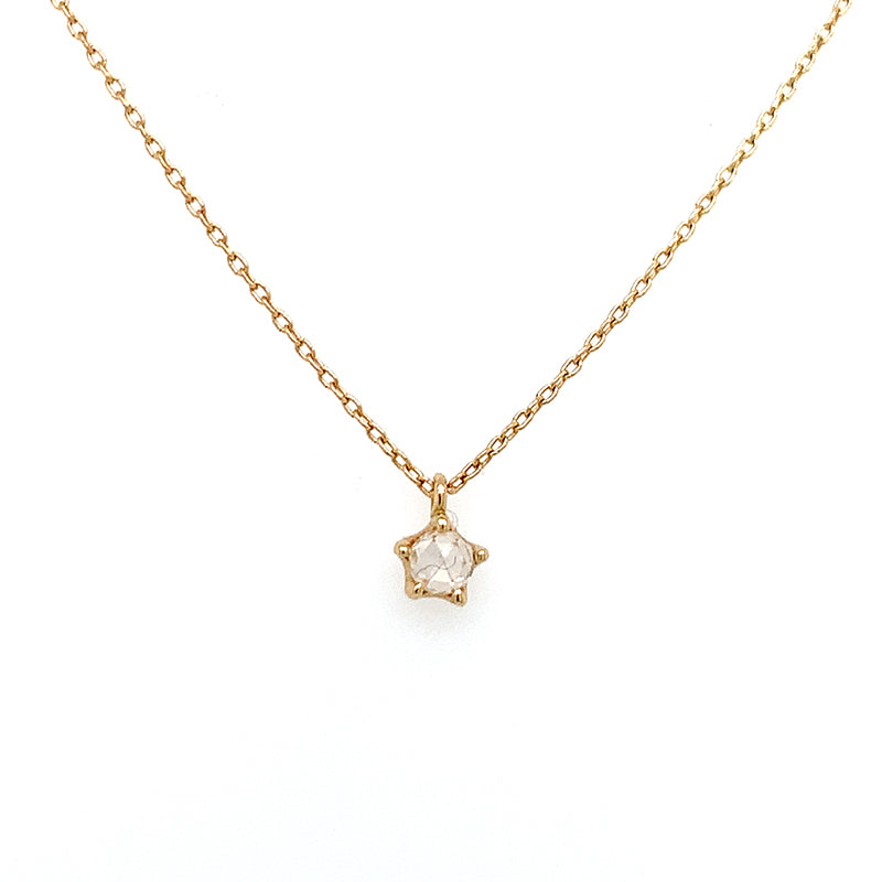 14k Clear Rose Cut Diamond Necklace