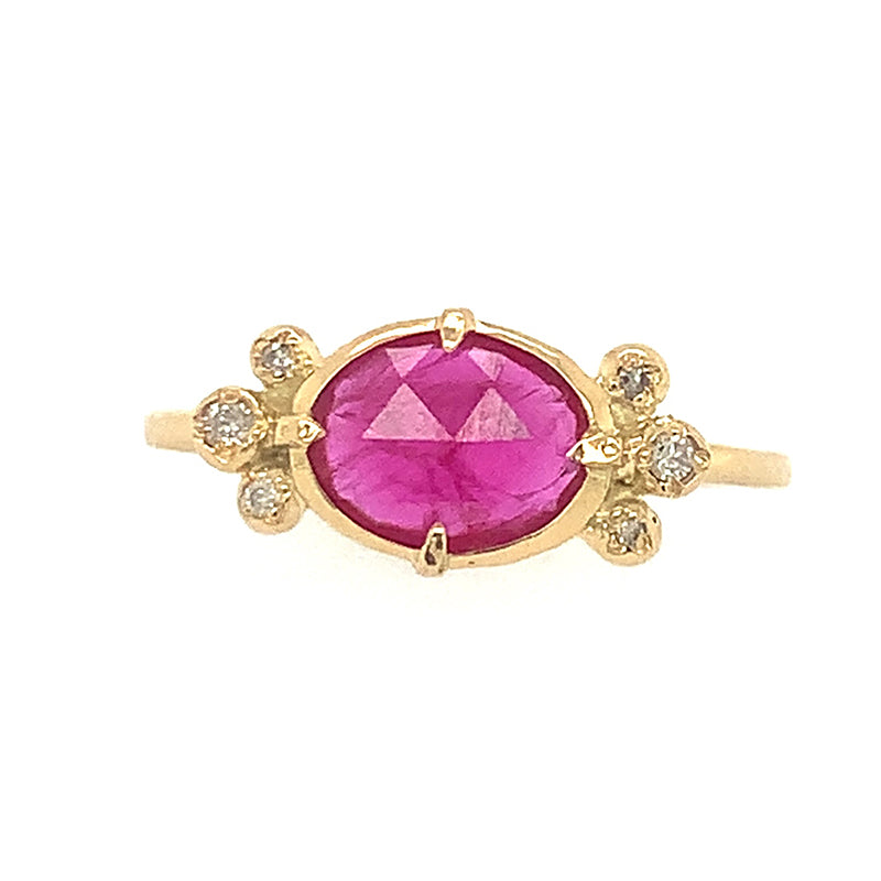 18k Ruby Floret Diamond Ring
