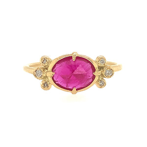 18k Ruby Floret Diamond Ring
