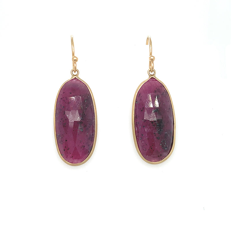 Ruby Bezel Drop Earrings