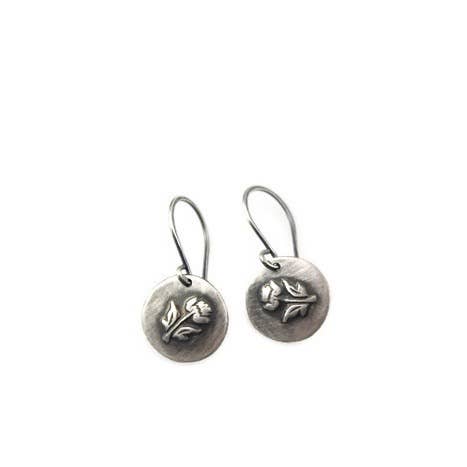 Rustic Rose Earrings - Silver