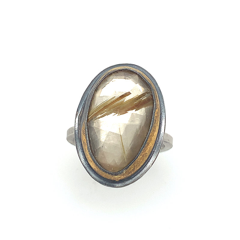 Rutilated Quartz Ring (SS/24k)